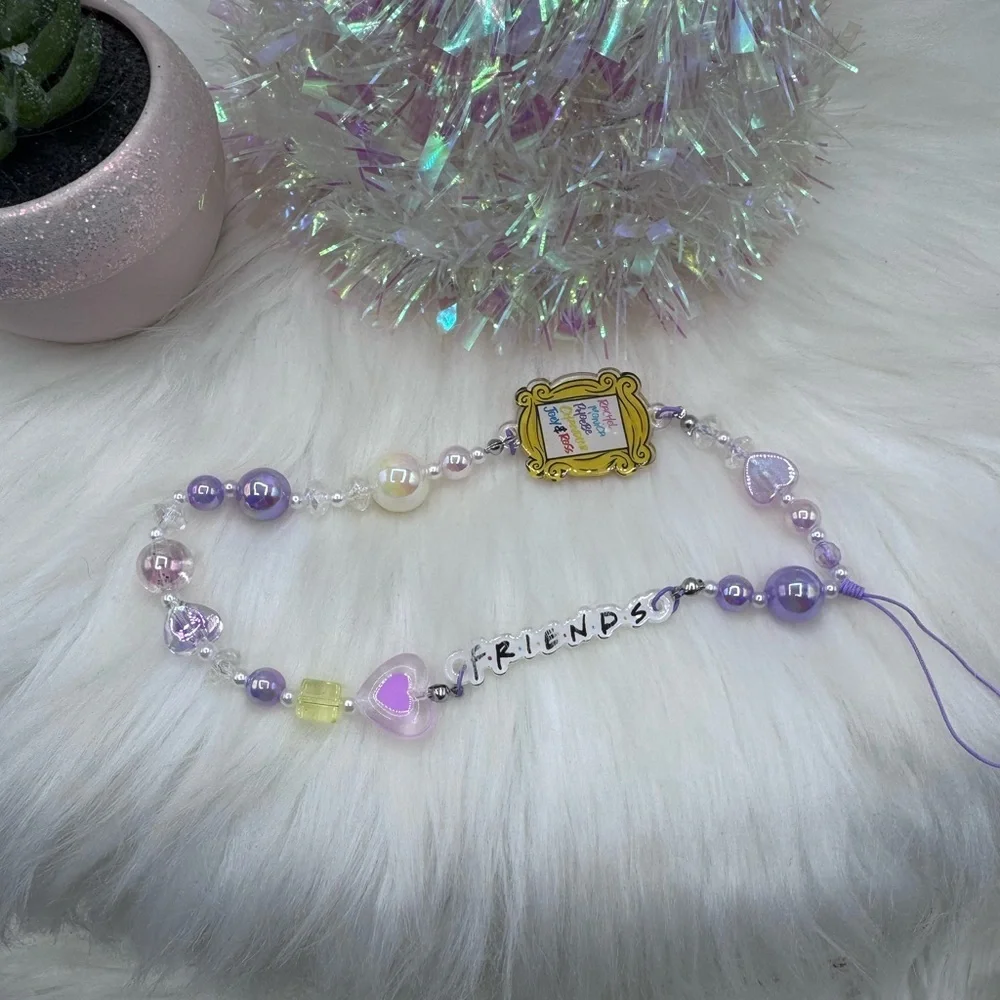 Friends Themed iPhone 17 Pro Max Case with Matching Beaded Strap